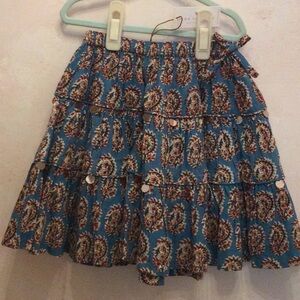 Boho Tiered Paisley Blue Mini Skirt